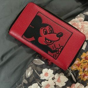 Coach Disney X Keith Haring Mickey Mouse Medium Zip Wallet